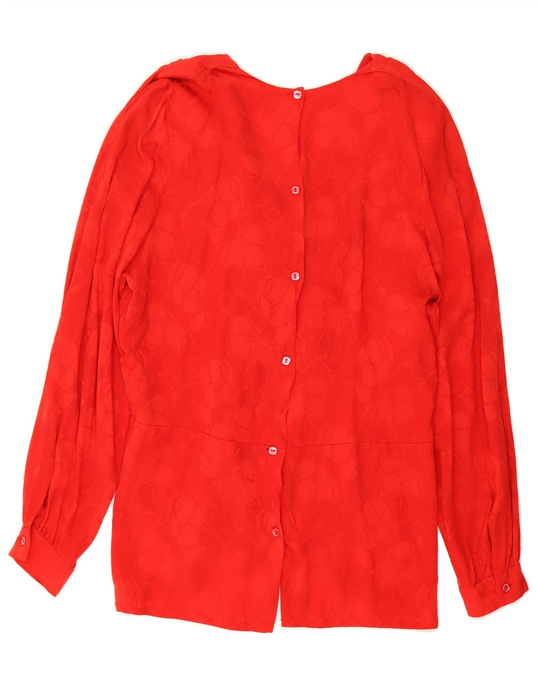 VINTAGE Womens Long Sleeve Blouse Top IT 44 Medium Red Floral Silk Vintage Vintage and Second-Hand Vintage from Messina Hembry 