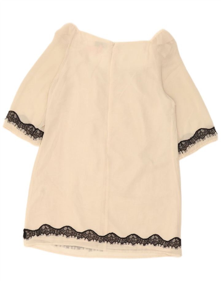 Lipsy Γυναικείο φόρεμα 3/4 Sleeve Shift UK 14 Medium Off White Polyester
