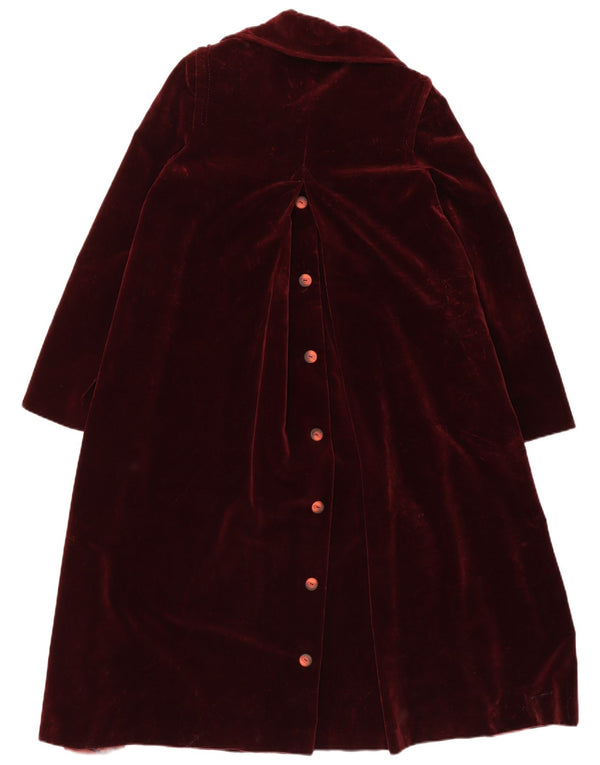 vintage Womens Velvet Overcoat IT 46 Grand Bourgogne