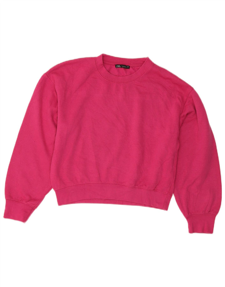 Zara Womens Crop Oversized Sweatshirt Jumper UK 10 Small Pink