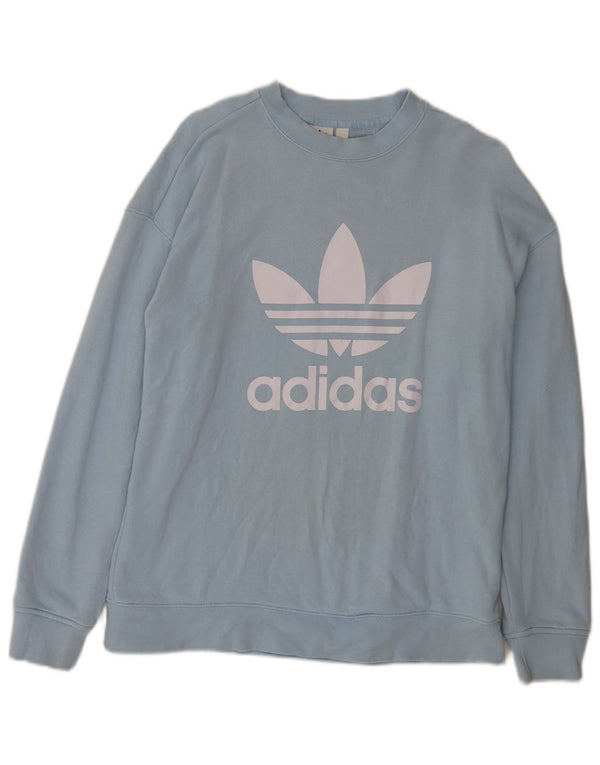 Adidas Sweat-shirt surdimensionné graphique pour femme UK 8 Petit coton bleu