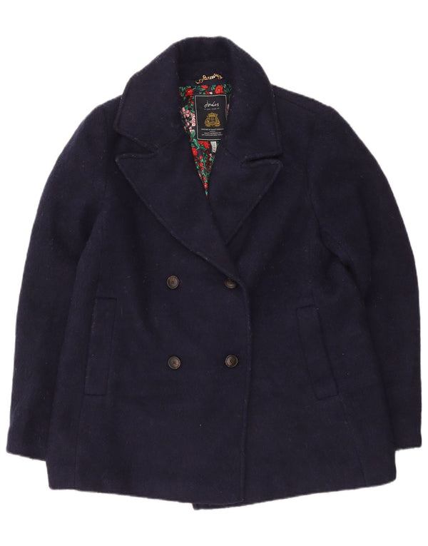 Joules Womens Pea Coat UK 12 Medium Navy Blue Polyester