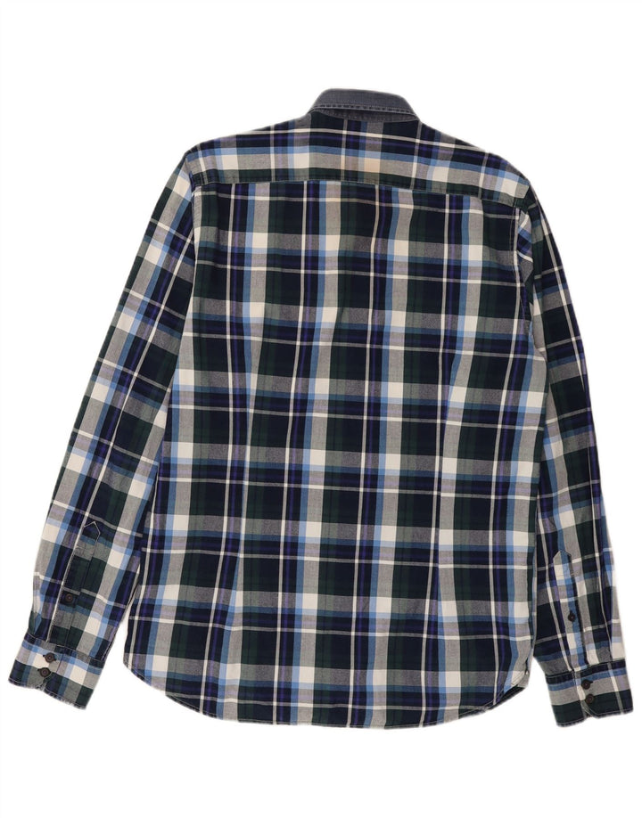Ted Baker Mens Shirt Size 4 Large Navy Blue Check Cotton