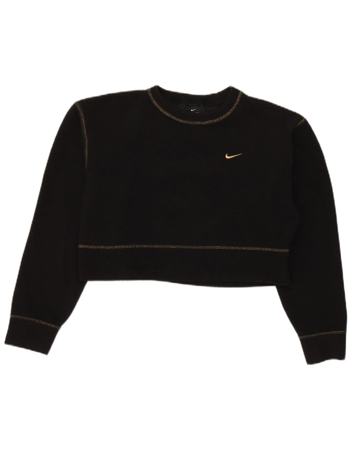 Nike Womens Crop Fleece Jumper UK 10 Small Black Polyester