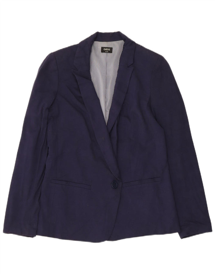 OASIS Womens 1 Button Blazer Jacket UK 10 Small Navy Blue Viscose