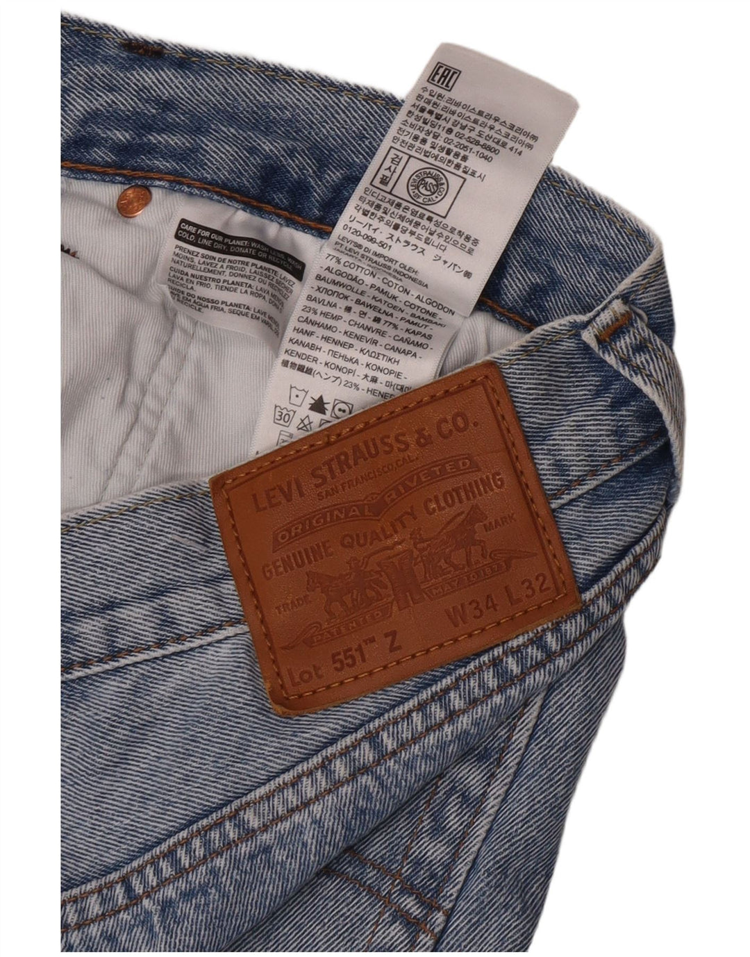 Levi's Herren Straight Jeans W34 L32 Blaue Baumwolle