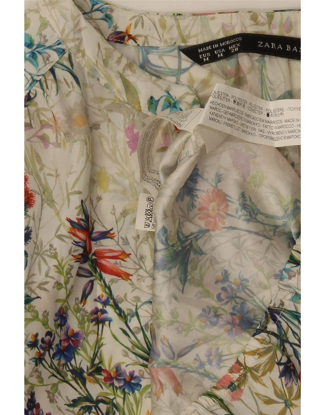 Zara Womens Blouse Top UK 12 Medium Multicoloured Floral Polyester