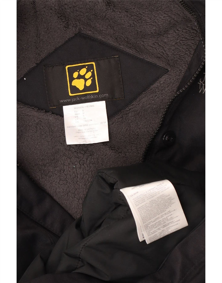 Jack Wolfskin Womens Hooded Oversized Windbreaker Coat UK 10 Small Black