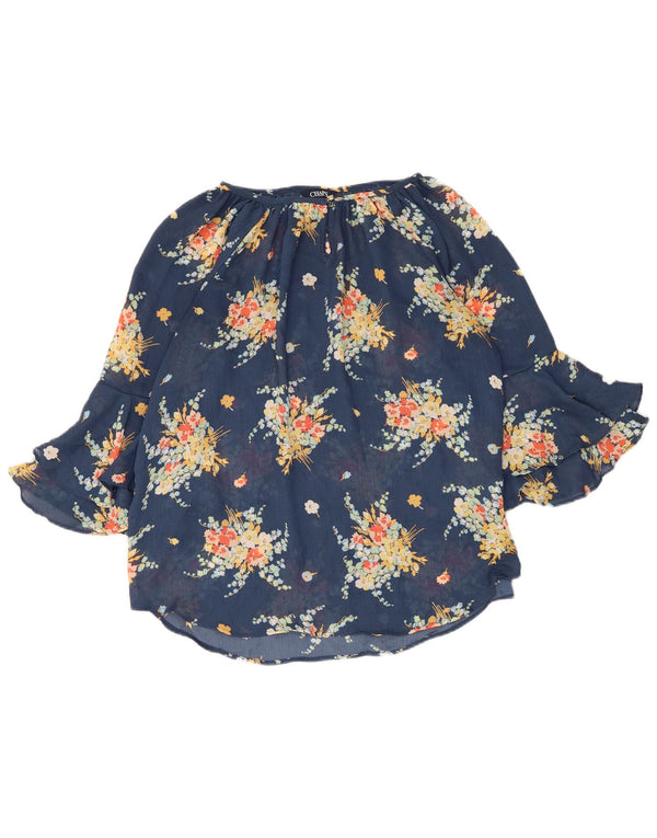 Chaps Chemisier à Manches 3/4 pour Femme UK 42 Bleu Moyen Floral Polyester