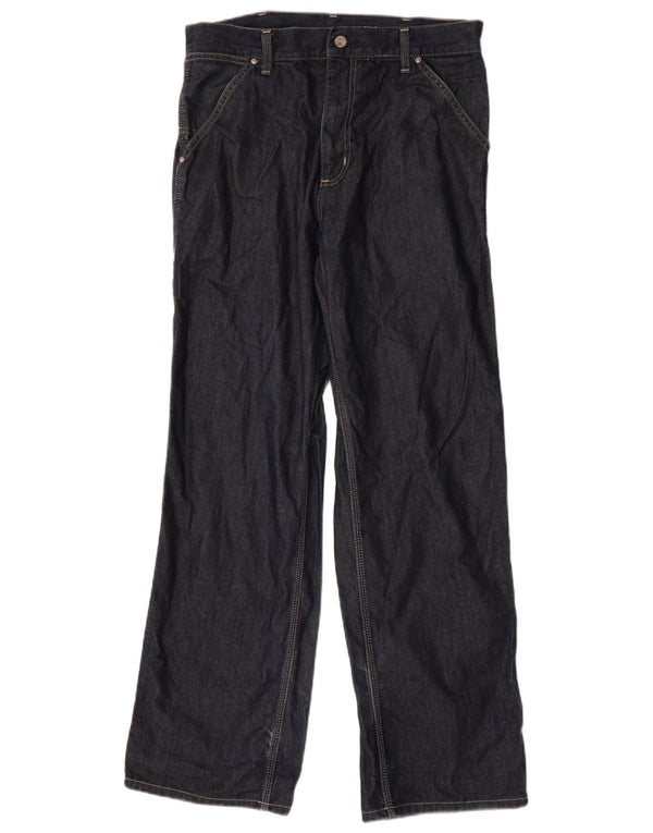 Carhartt Mens Cargo Straight Jeans W30 L32 Azul Marinho Algodão