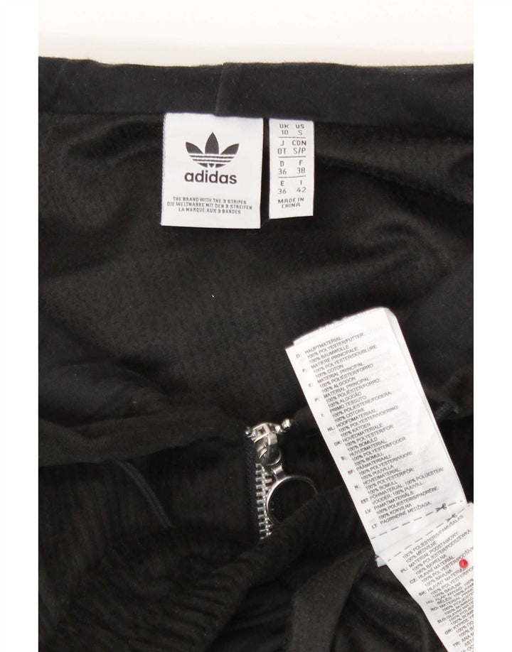 Adidas Womens Crop Oversized Zip Hoodie Sweater UK 10 Small Black Polyester