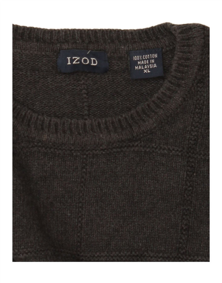 IZOD Mens Crew Neck Jumper Sweater XL Grey Cotton Vintage Izod and Second-Hand Izod from Messina Hembry 