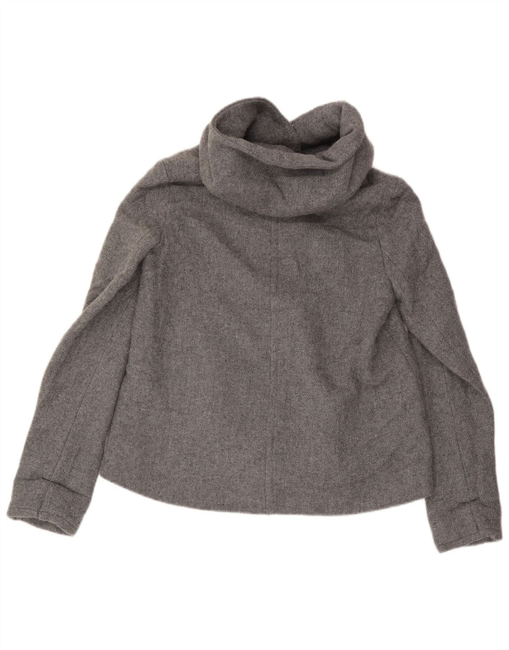 Женская куртка-бомбер с капюшоном Zara UK 10, маленькая, серая, шерстяная