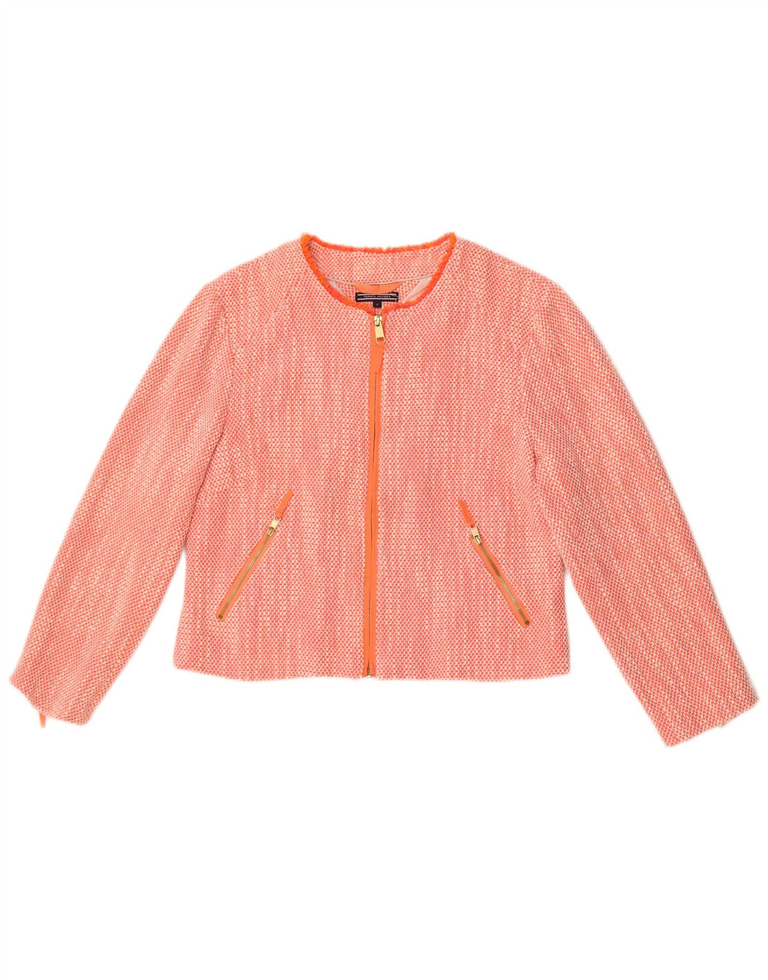 Tommy Hilfiger Womens Crop Blazer Jacket US 12 Large Orange Cotton