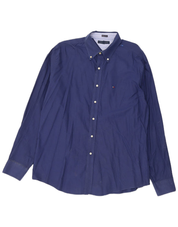 Cămașă pentru bărbați Tommy Hilfiger Slim Fit Mărimea 17 1/2 XL Bumbac bleumarin