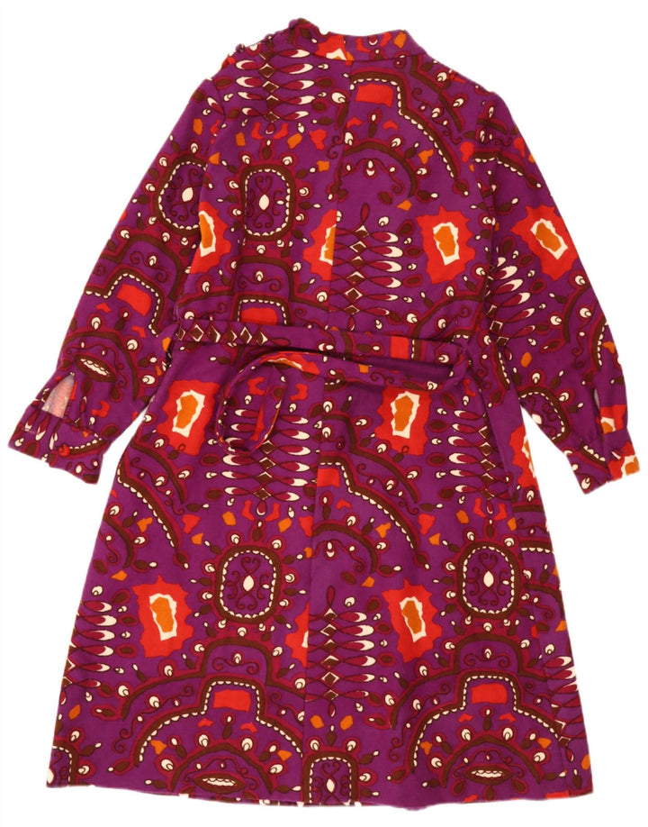 Sukienka damska w stylu vintage w abstrakcyjny wzór UK 12 Średni fiolet
