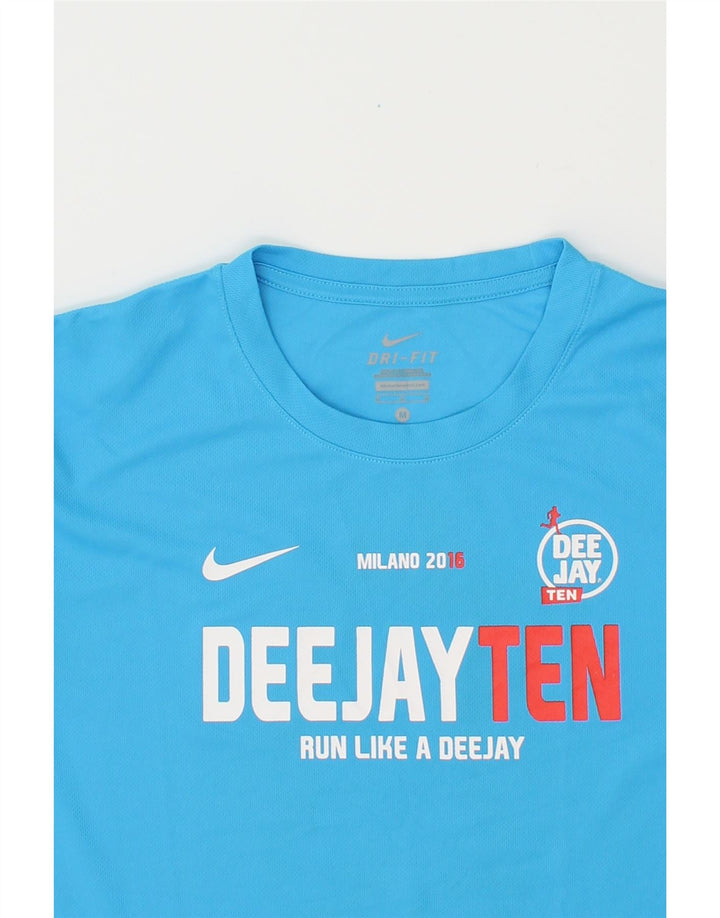 NIKE Mens Dri Fit Graphic T-Shirt Top Medium Blue Vintage Nike and Second-Hand Nike from Messina Hembry 
