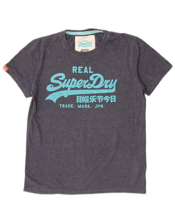 Superdry Homme Slim Fit Graphic T-Shirt Top XL Bleu Coton