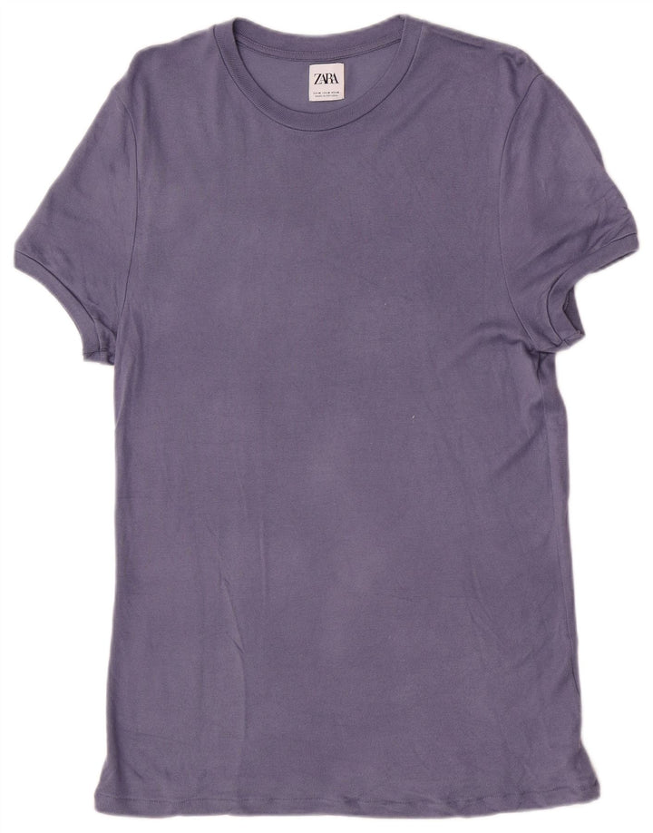 Zara Homme T-Shirt Top Violet Moyen Viscose
