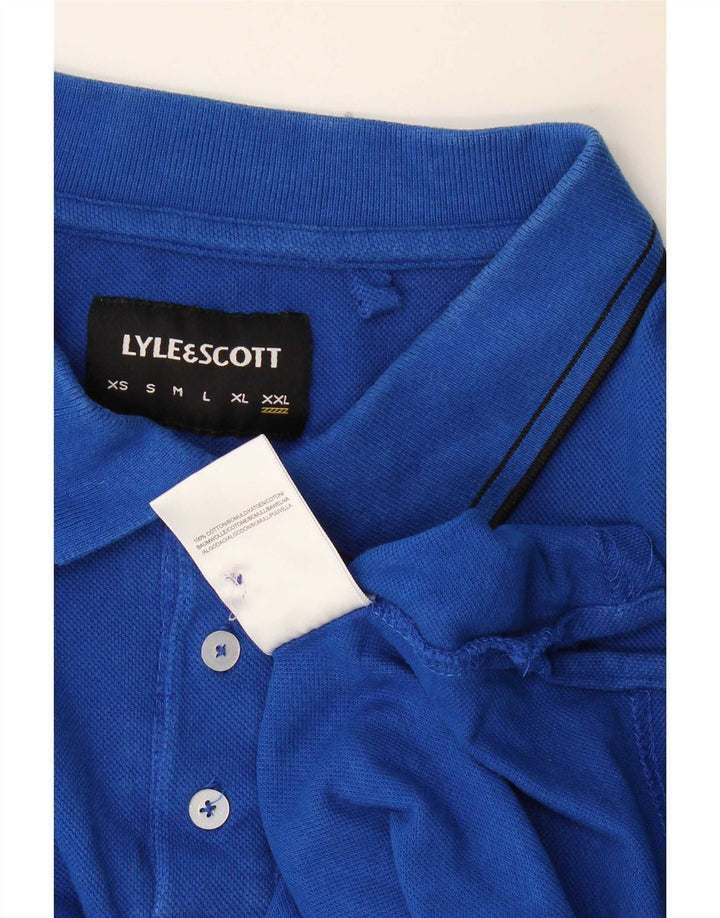 Lyle & Scott Mens Polo Shirt 2XL Blue Striped Cotton