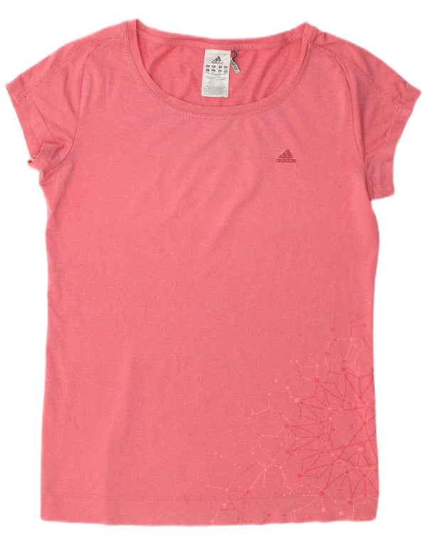 Adidas Womens Graphic T-Shirt Top UK 12/14 Medium Pink Polyester