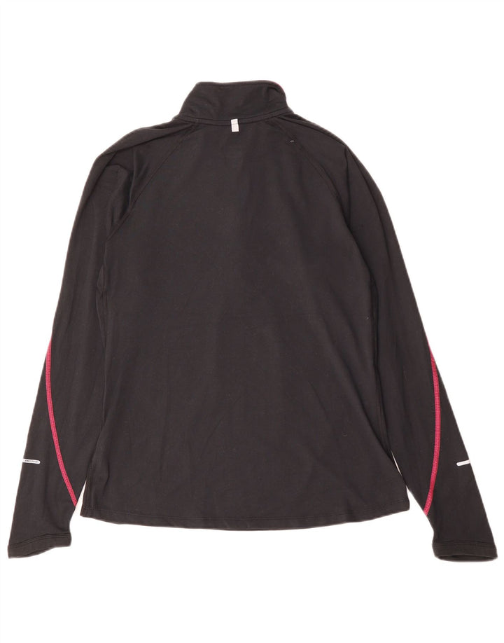NIKE Womens Dri Fit Zip Neck Pullover Tracksuit Top UK 12 Medium Black