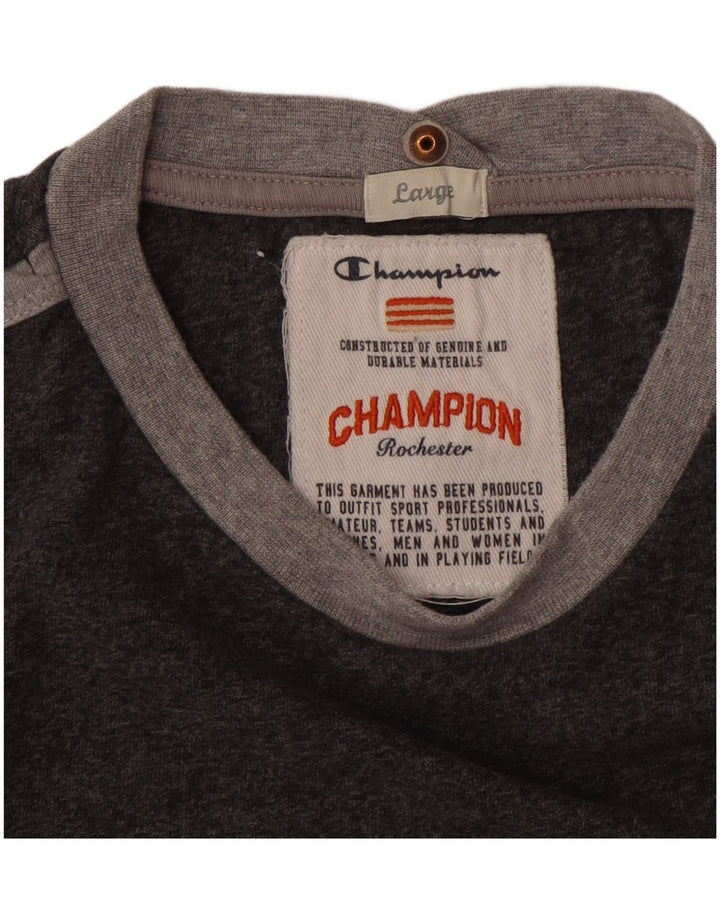 Champion Mens Graphic T-Shirt Top Large Grey Cotton
