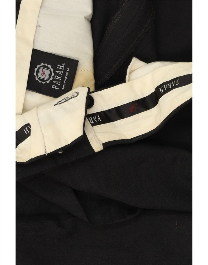 FARAH Mens Straight Suit Trousers W36 L28 Black Polyester