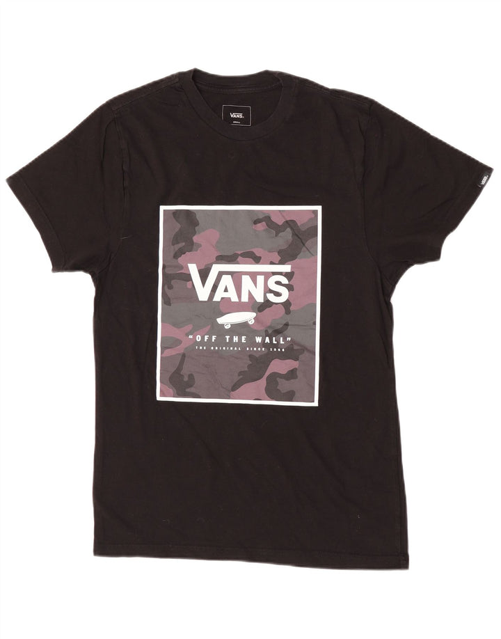 Vans Mens Custom Fit Graphic T-Shirt Top Small Black Cotton