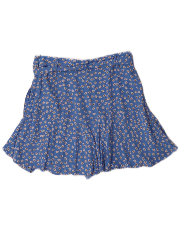 Jupe Femme Zara UK 12 Bleu Moyen Floral