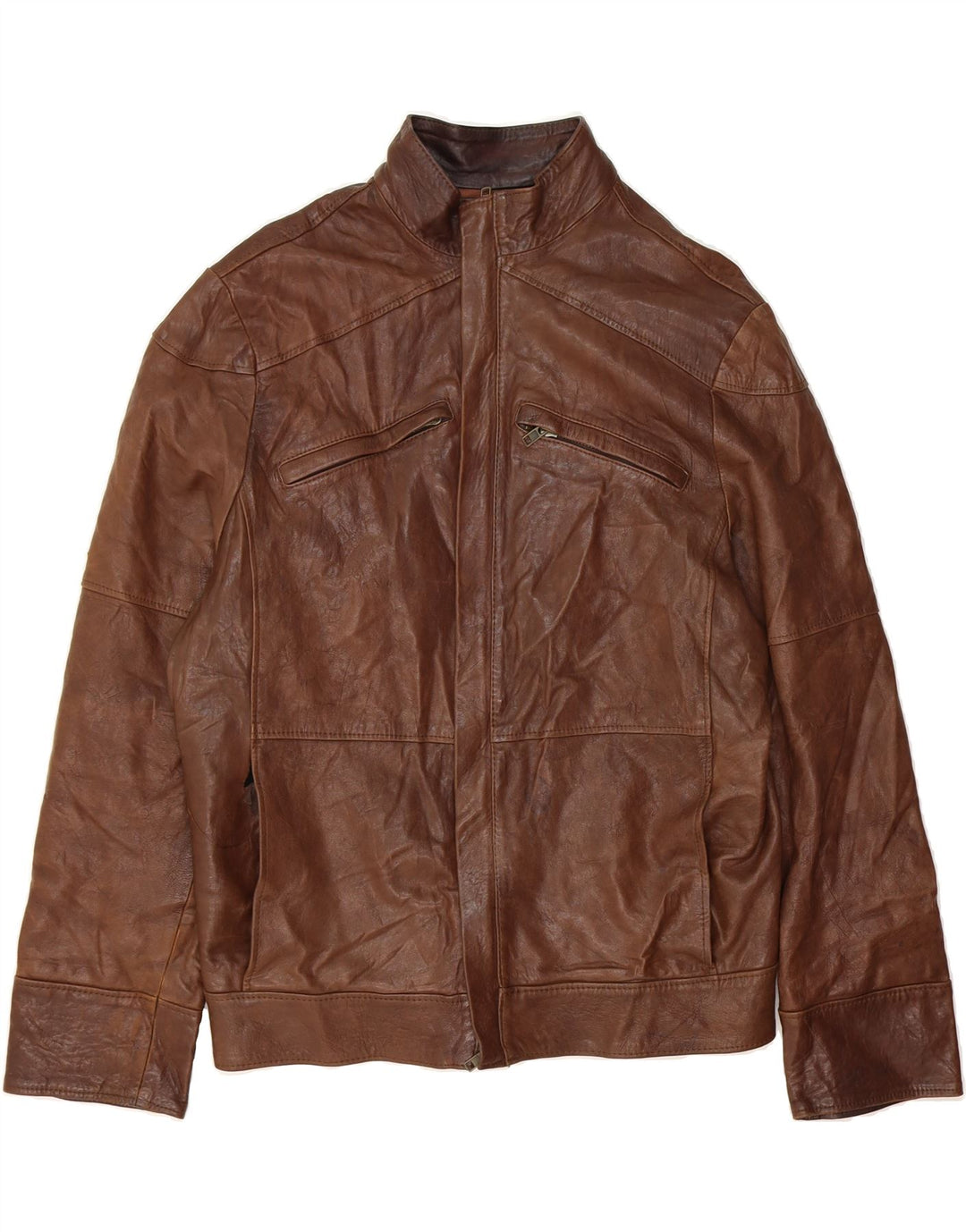 VINTAGE Mens Leather Jacket UK 40 Large Brown Leather Vintage Vintage and Second-Hand Vintage from Messina Hembry 