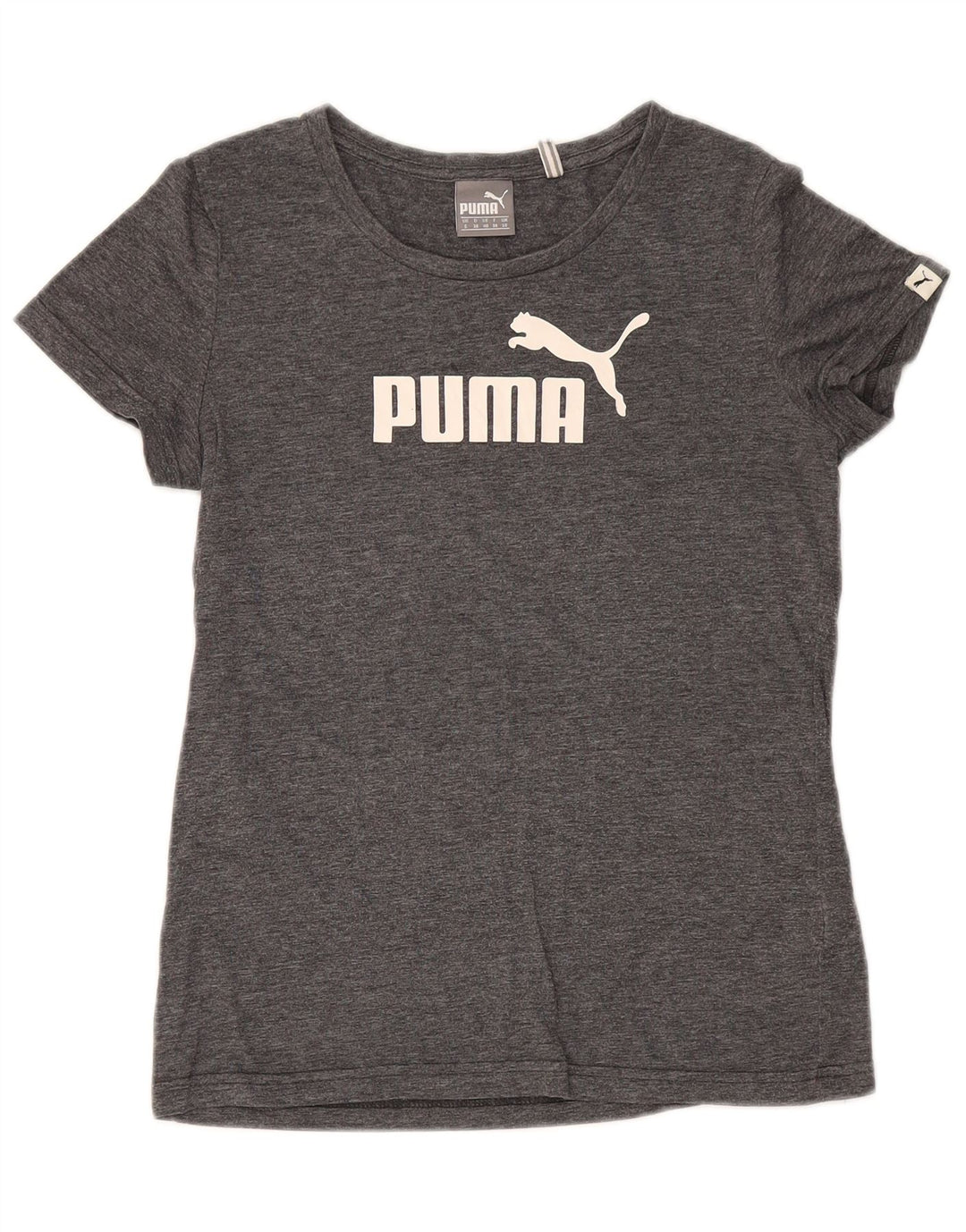 Puma Womens Graphic T-Shirt Top UK 10 Small Grey Flecked Polyester