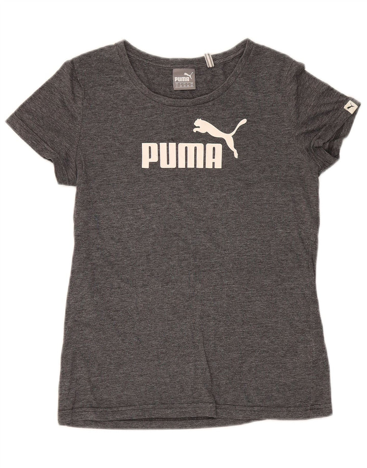 Puma Womens Graphic T-Shirt Top UK 10 Small Grey Flecked Polyester