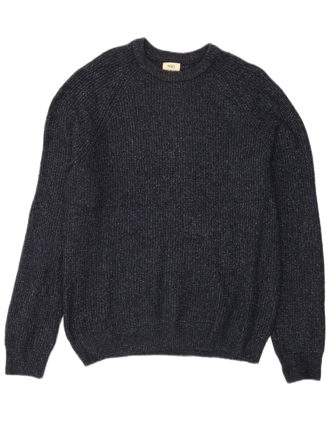 Marks & Spencer Herren-Pullover mit U-Boot-Ausschnitt, Mittelblau meliert