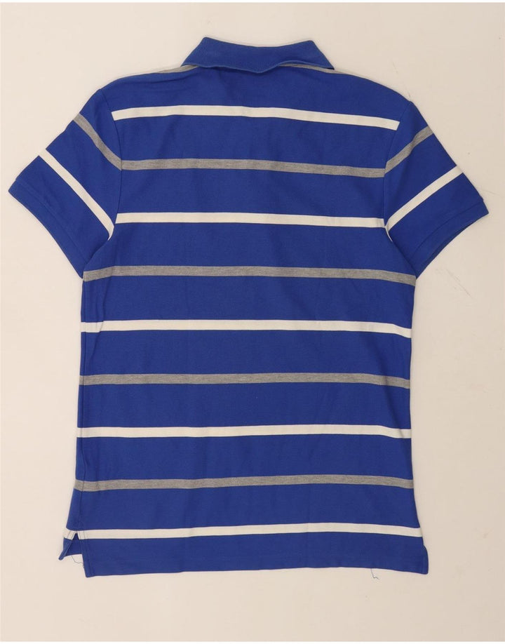 NIKE Mens Polo Shirt Large Blue Striped Cotton