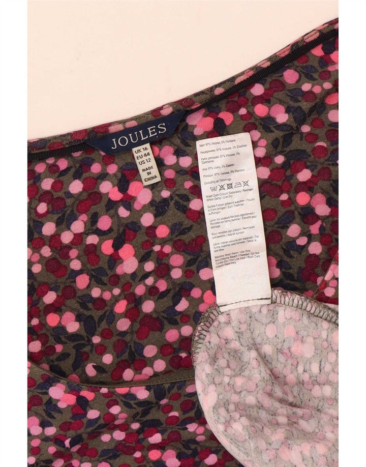 Joules Damen-Basic-Kleid mit langen Ärmeln, Gr. 42, groß, mehrfarbig, mit Blumenmuster