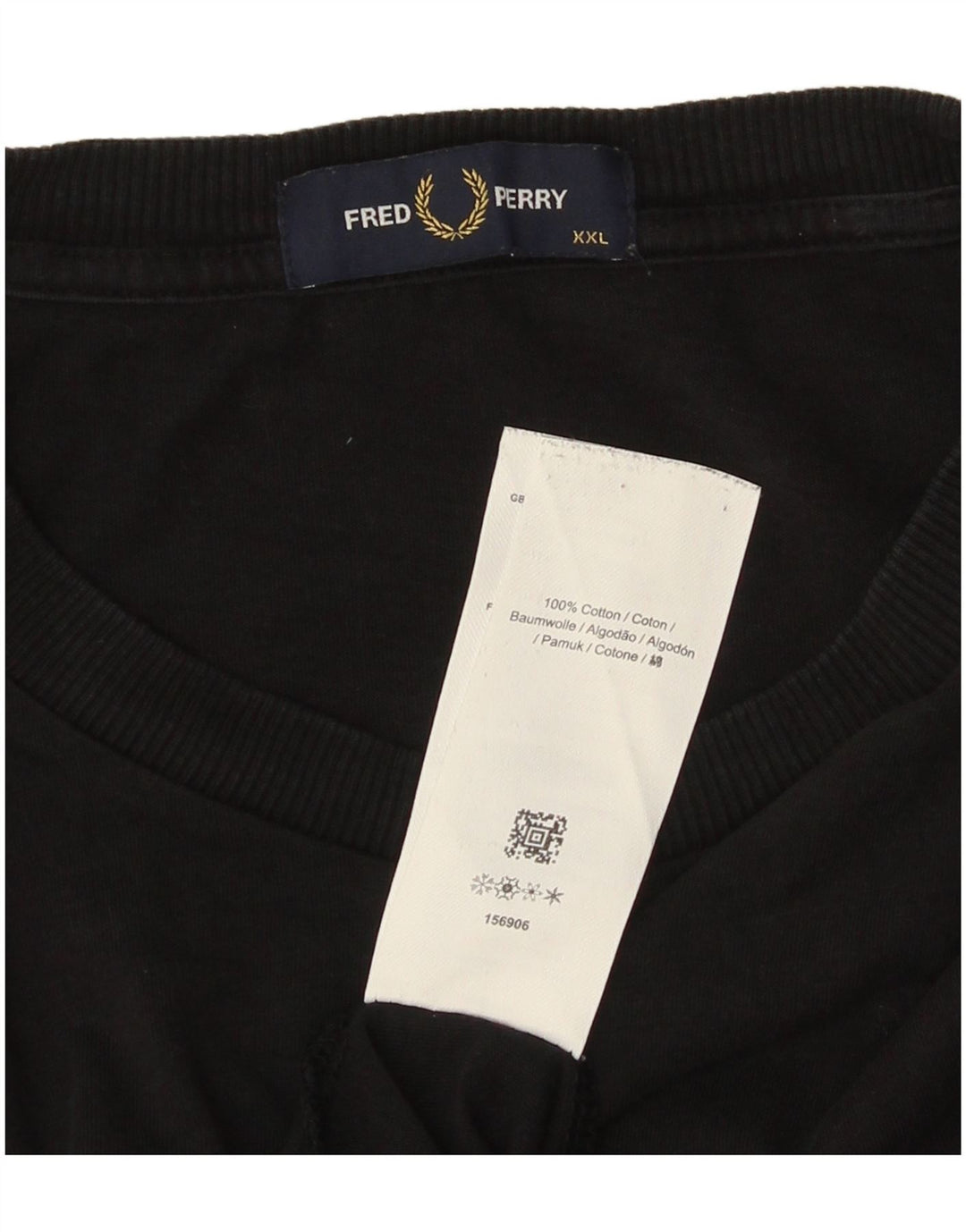 FRED PERRY Mens Graphic T-Shirt Top 2XL Black Cotton