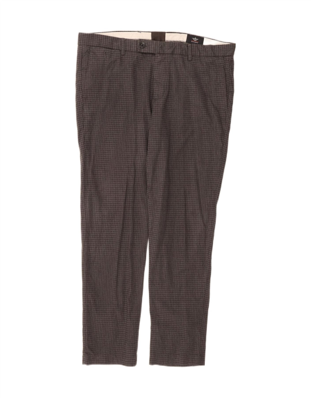 DOCKERS Mens Extra Sim Fit Suit Trousers W36 L32 Grey Check Cotton Vintage Dockers and Second-Hand Dockers from Messina Hembry 