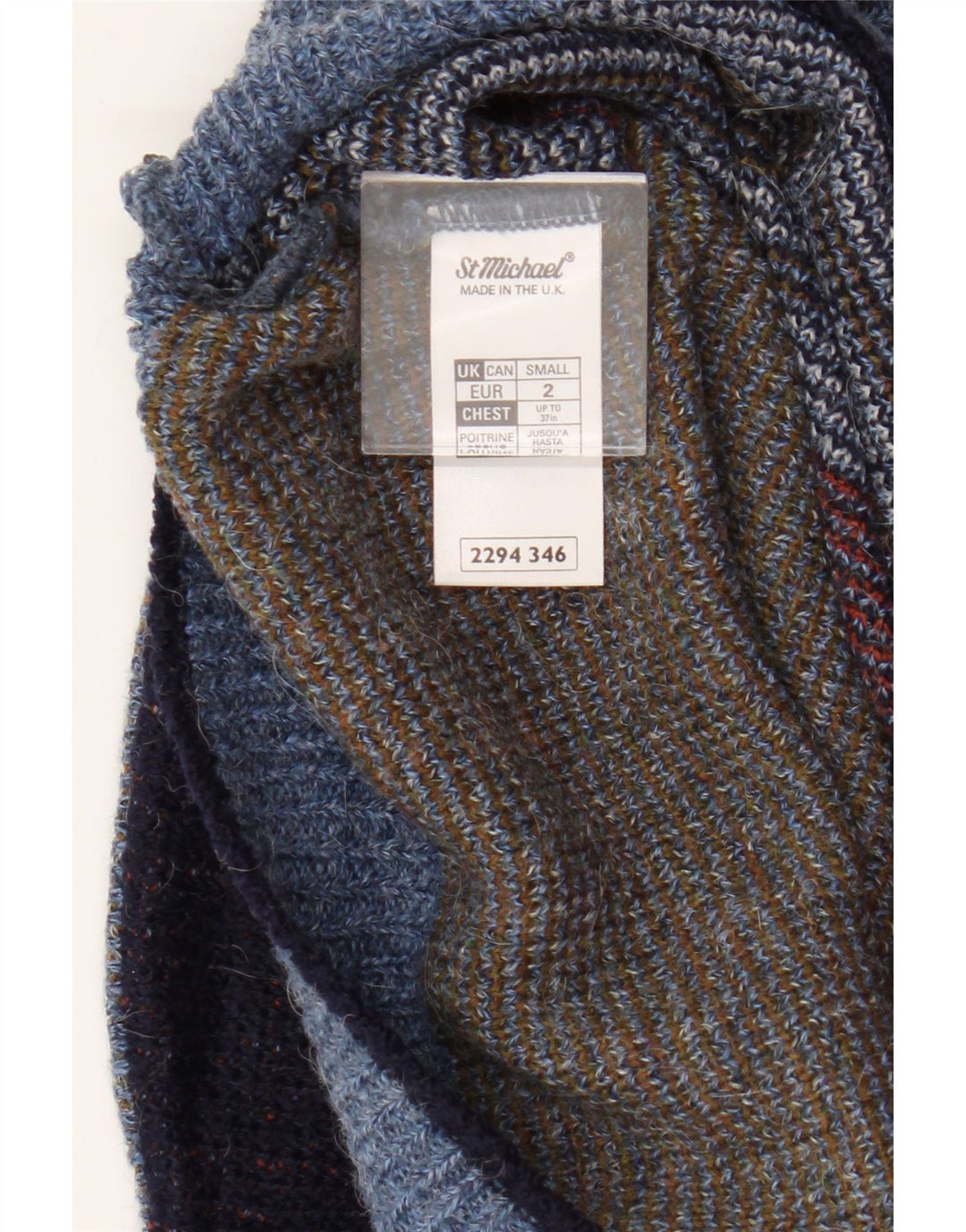 St Michael Herren-Pullover mit Rundhalsausschnitt, klein, blau, geometrisches Acryl
