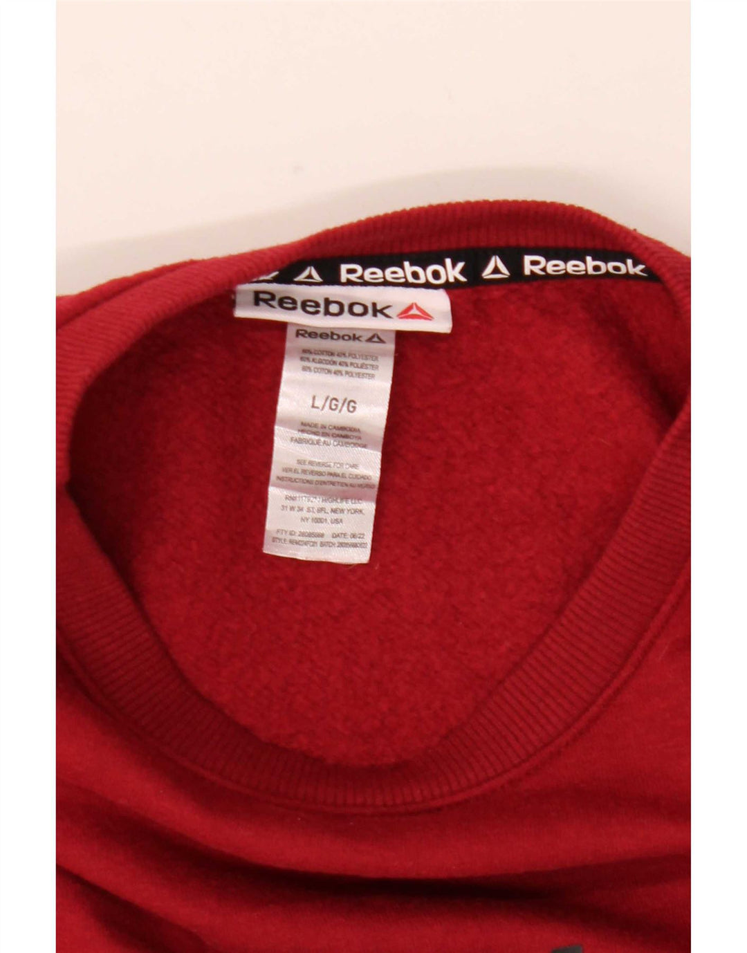 Reebok Mens Graphic Sweatshirt Jumper Large Red Cotton
