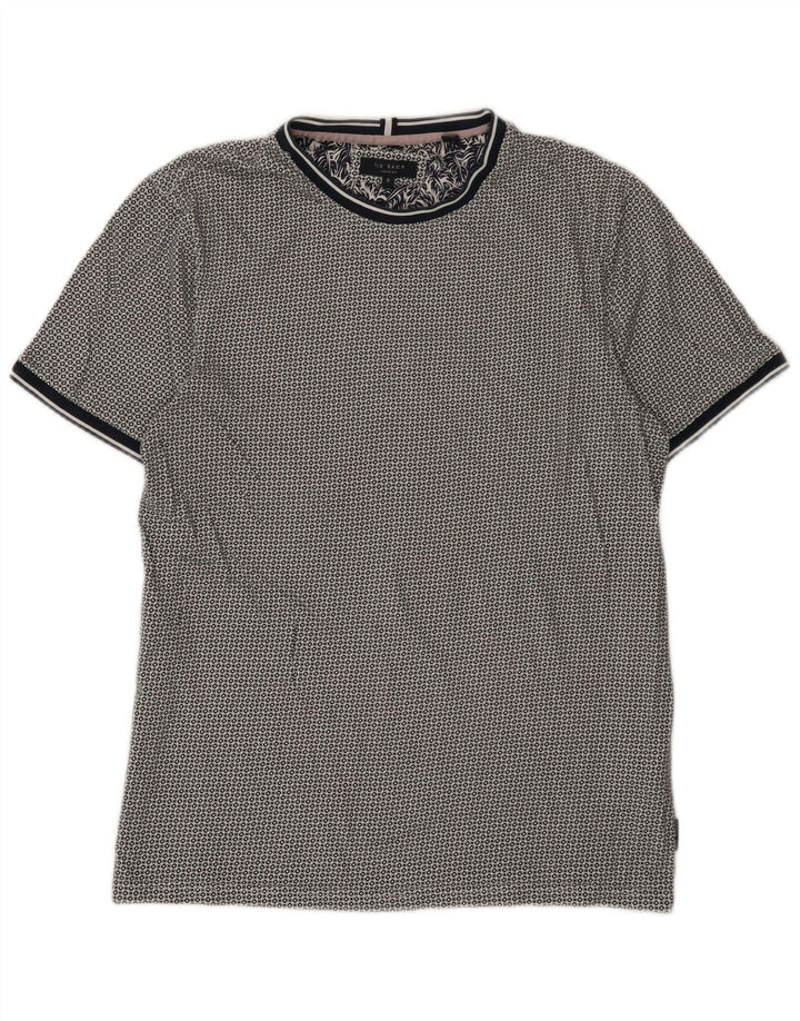 Ted Baker Mens T-Shirt Top Size 3 Medium Navy Blue Spotted Cotton