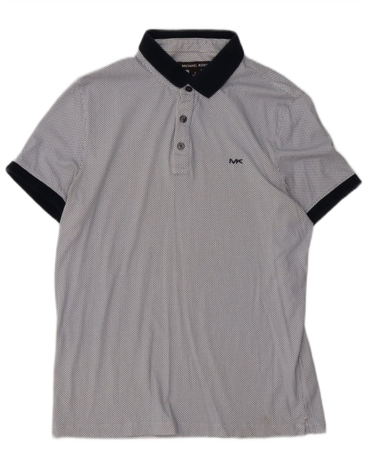 Michael Kors Mens Polo Shirt Small Blue Spotted Cotton