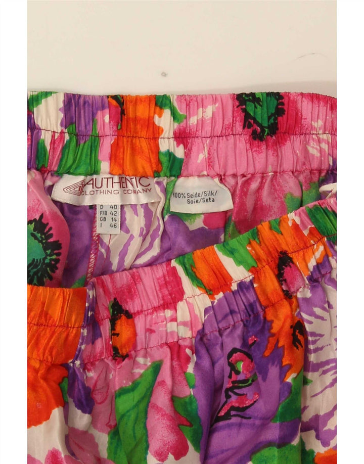 Authentic Womens Casual Shorts UK 14 Medium W28 Multicoloured Floral Silk