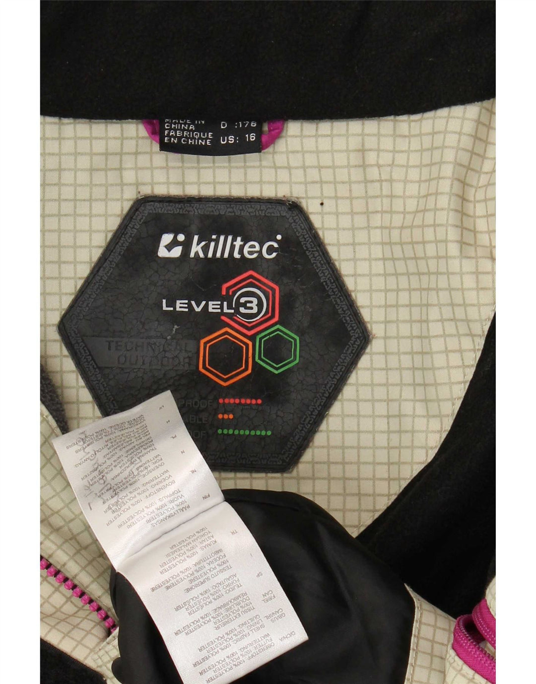 Killtec Girls Windbreaker Jacket 15-16 Years Beige Check Polyester