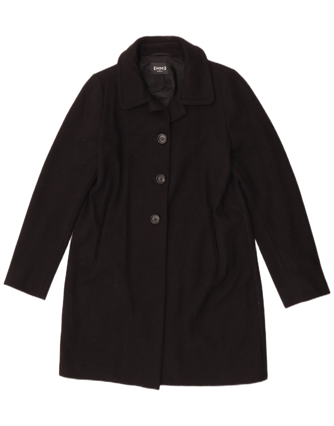 Marella Manteau Femme UK 14 Grande Laine Vierge Noire