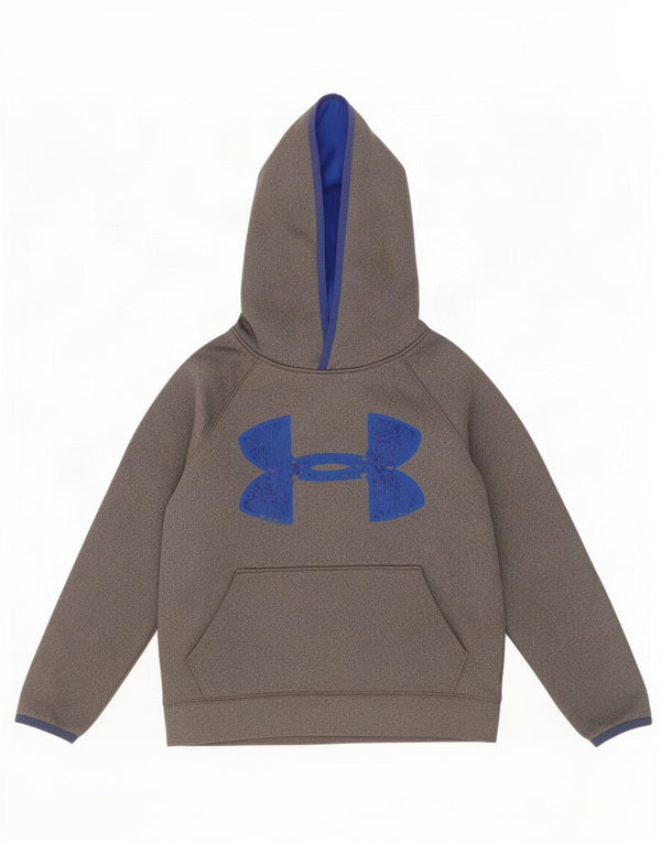 Under Armour Boys Cold Gear Graphic Hoodie Jumper 7-8 Years Small Grey
