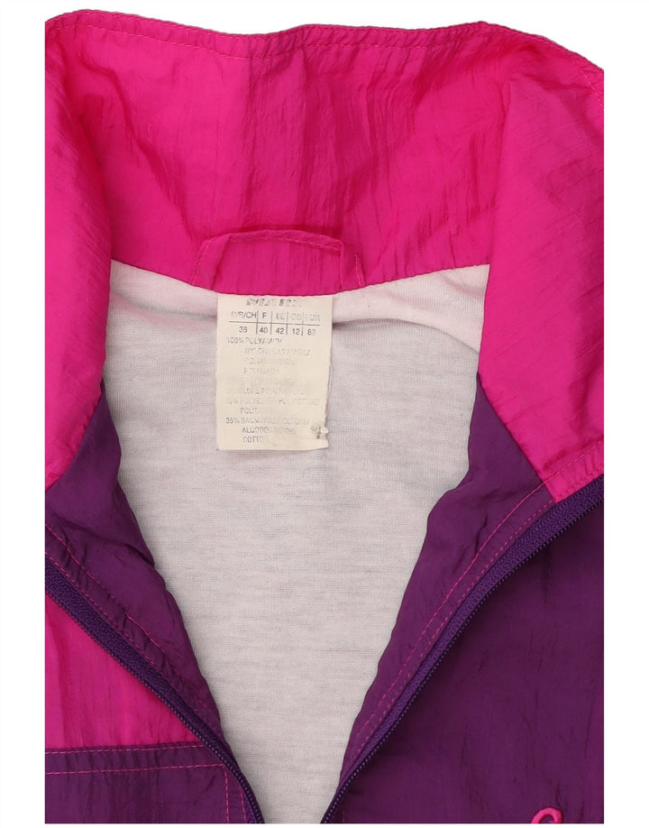 Vintage Womens Full Tracksuit UK 12 Medium Purple Colourblock Polyamide