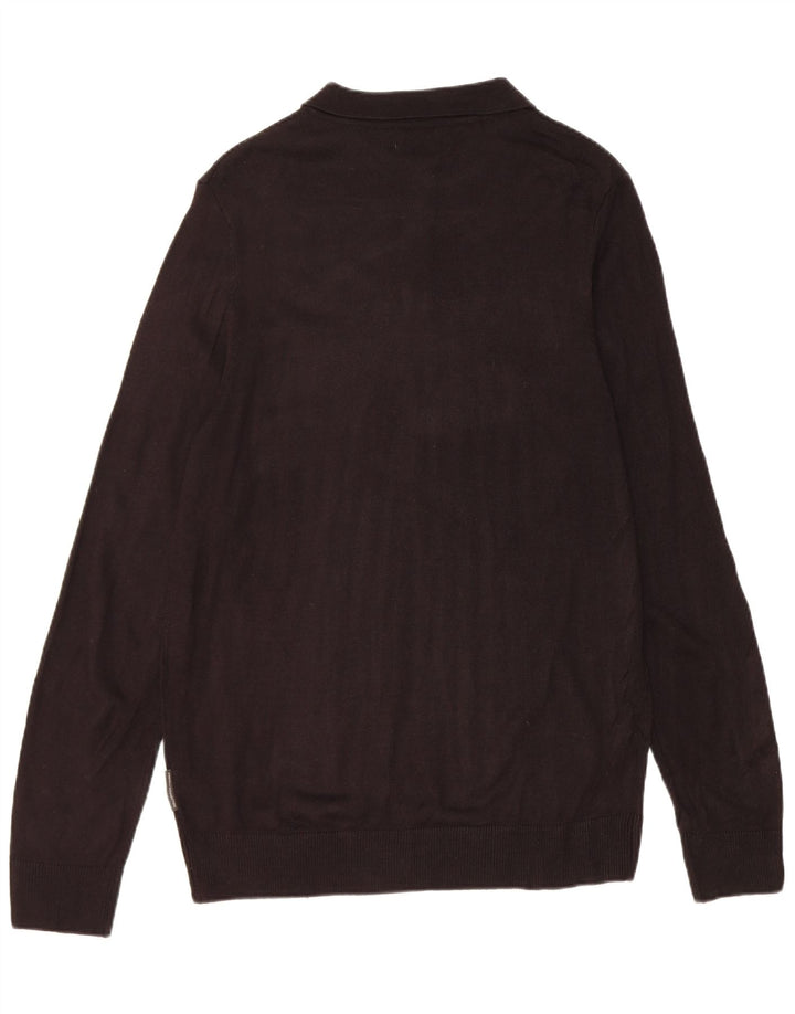 French Connection Mens Polo Neck Jumper Sweater Large Black Acrylic