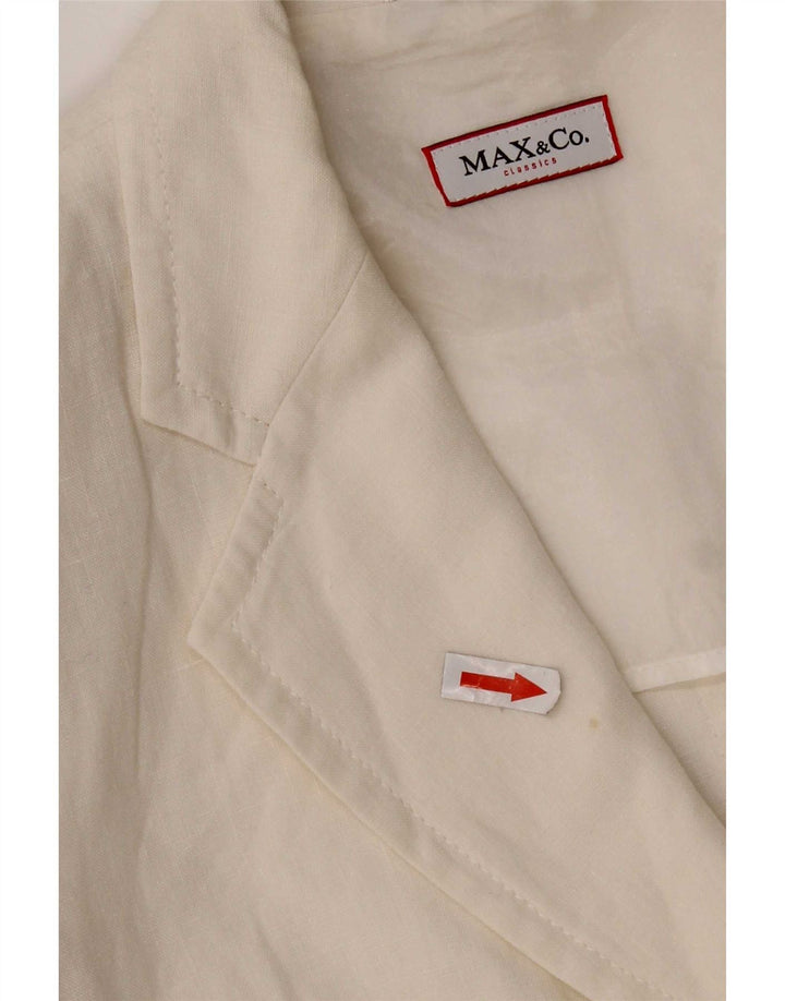 Max & Co. Damen-Blazerjacke mit 3 Knöpfen, Gr. 8, Größe S, Weiß, Leinen