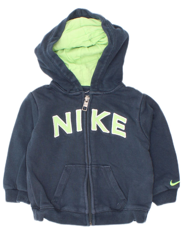 Pulover Nike pentru bebelusi cu grafic Zip Hoodie 9-12 luni Bumbac bleumarin
